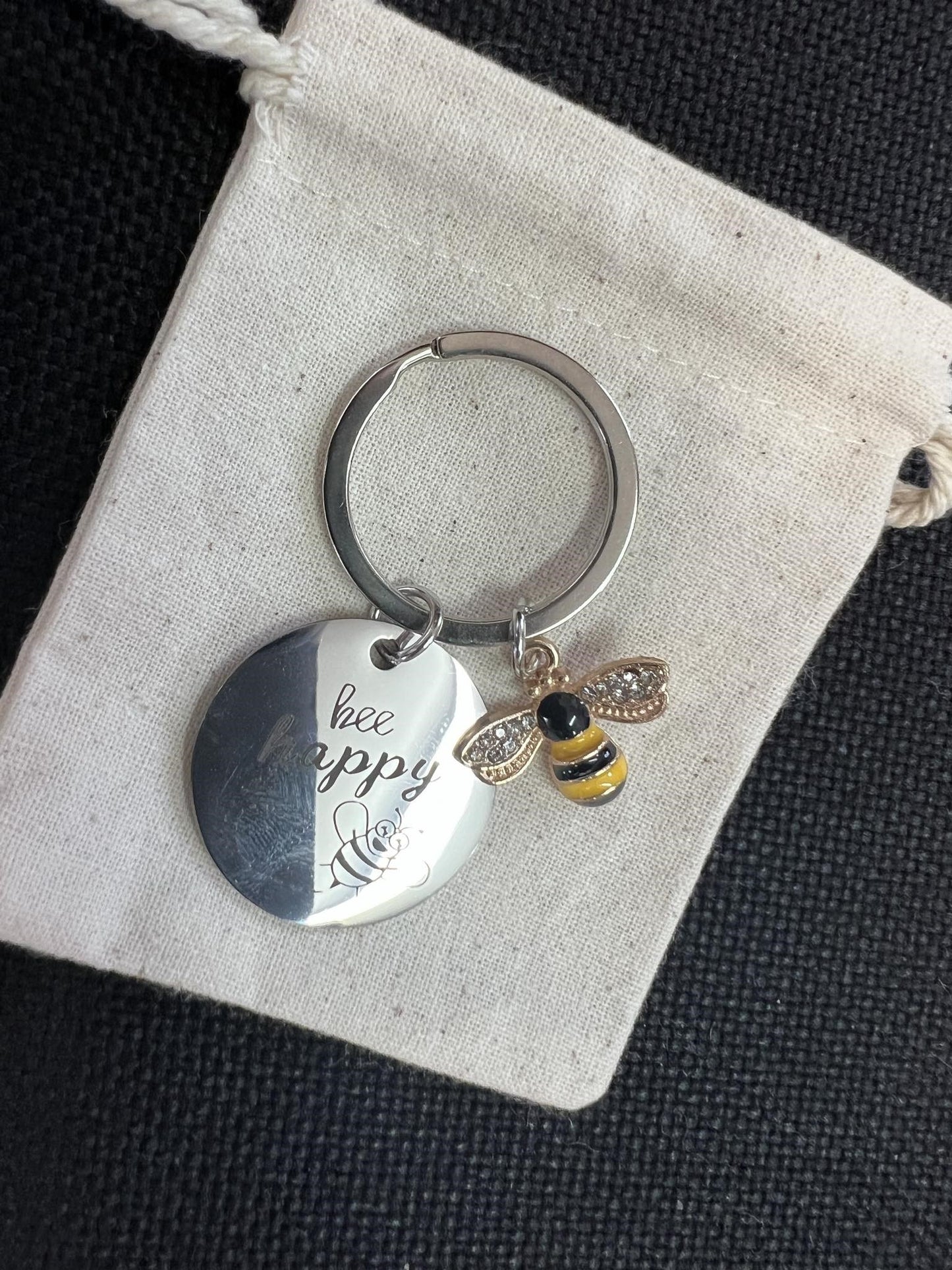 Bee Happy Key Ring