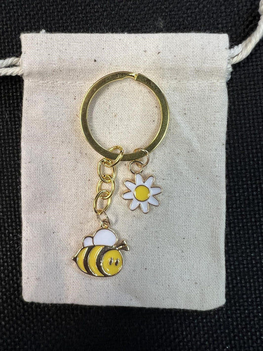 Bee Flower Key Ring